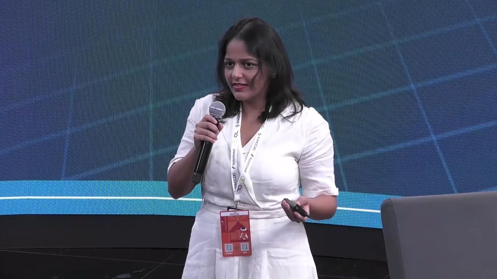 Tanisha Katara speaking at EthCC